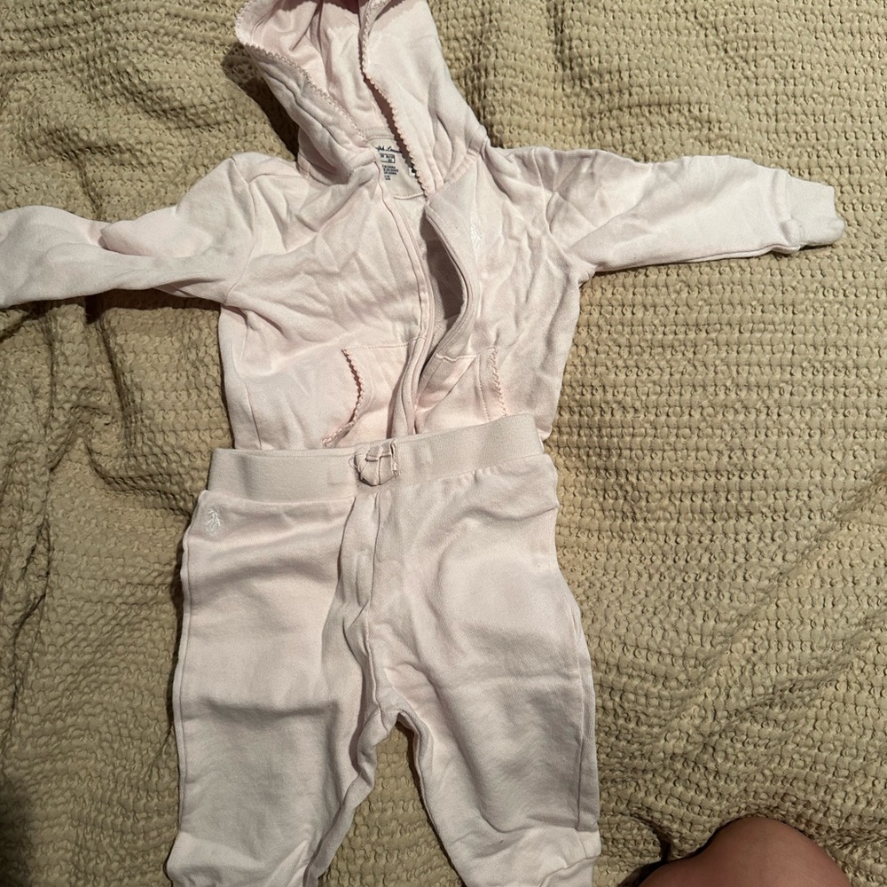Cozy Kids Pink One Piece Polo Sweatsuit